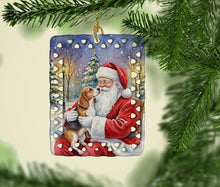 Load image into Gallery viewer, Beagle with Santa Claus Porcelain Ornament