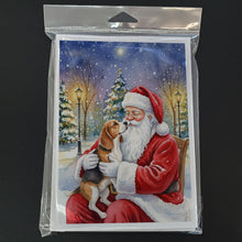 Load image into Gallery viewer, Beagle with Santa Claus Greeting Cards Pack of 8
