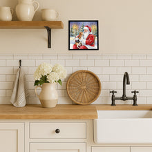 Load image into Gallery viewer, Beagle with Santa Claus Framed Metal Print
