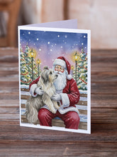 Load image into Gallery viewer, Bearded Collie with Santa Claus Greeting Cards Pack of 8