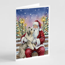 Load image into Gallery viewer, Bearded Collie with Santa Claus Greeting Cards Pack of 8