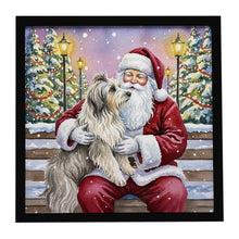 Load image into Gallery viewer, Bearded Collie with Santa Claus Framed Metal Print