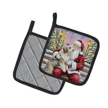 Load image into Gallery viewer, Bearded Collie with Santa Claus Pair of Pot Holders