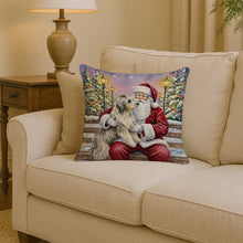 Load image into Gallery viewer, Bearded Collie with Santa Claus Throw Pillow