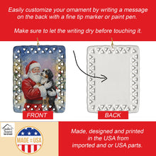 Load image into Gallery viewer, Bernedoodle with Santa Claus Porcelain Ornament