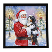 Load image into Gallery viewer, Bernedoodle with Santa Claus Framed Metal Print