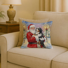 Load image into Gallery viewer, Bernedoodle with Santa Claus Throw Pillow