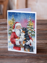 Load image into Gallery viewer, Bernese Mountain Dog with Santa Claus Greeting Cards Pack of 8