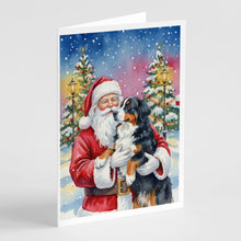 Load image into Gallery viewer, Bernese Mountain Dog with Santa Claus Greeting Cards Pack of 8