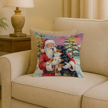 Load image into Gallery viewer, Bernese Mountain Dog with Santa Claus Throw Pillow