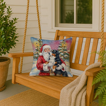 Load image into Gallery viewer, Bernese Mountain Dog with Santa Claus Throw Pillow
