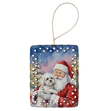 Load image into Gallery viewer, Bichon Frise with Santa Claus Porcelain Ornament