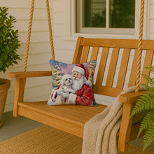 Load image into Gallery viewer, Bichon Frise with Santa Claus Throw Pillow