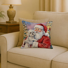 Load image into Gallery viewer, Bichon Frise with Santa Claus Throw Pillow