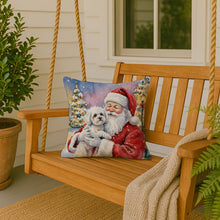 Load image into Gallery viewer, Bichon Frise with Santa Claus Throw Pillow