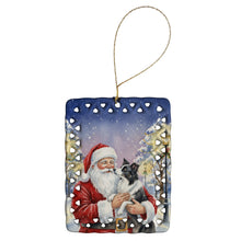 Load image into Gallery viewer, Border Collie with Santa Claus Porcelain Ornament