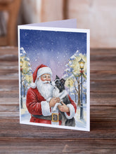 Load image into Gallery viewer, Border Collie with Santa Claus Greeting Cards Pack of 8