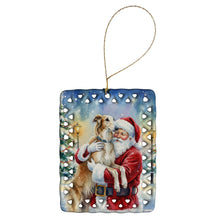 Load image into Gallery viewer, Borzoi with Santa Claus Porcelain Ornament