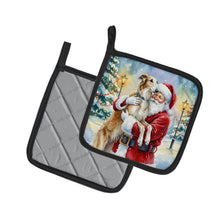 Load image into Gallery viewer, Borzoi/ with Santa Claus Pair of Pot Holders
