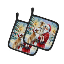 Load image into Gallery viewer, Borzoi/ with Santa Claus Pair of Pot Holders
