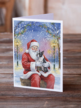 Load image into Gallery viewer, Boston Terrier with Santa Claus Greeting Cards Pack of 8