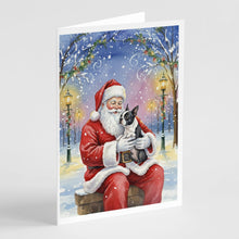 Load image into Gallery viewer, Boston Terrier with Santa Claus Greeting Cards Pack of 8