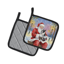 Load image into Gallery viewer, Boston Terrier with Santa Claus Pair of Pot Holders