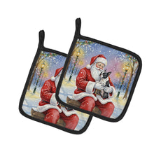 Load image into Gallery viewer, Boston Terrier with Santa Claus Pair of Pot Holders