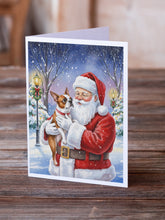 Load image into Gallery viewer, Red Boston Terrier with Santa Claus Greeting Cards Pack of 8