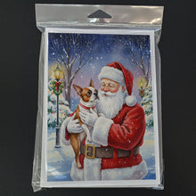 Load image into Gallery viewer, Red Boston Terrier with Santa Claus Greeting Cards Pack of 8