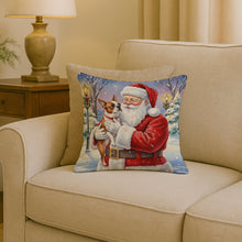 Load image into Gallery viewer, Red Boston Terrier with Santa Claus Throw Pillow