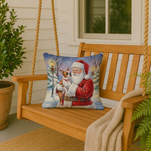 Load image into Gallery viewer, Red Boston Terrier with Santa Claus Throw Pillow
