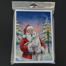 Load image into Gallery viewer, White Boxer with Santa Claus Greeting Cards Pack of 8