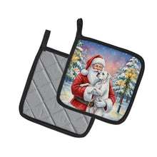 Load image into Gallery viewer, White Boxer with Santa Claus Pair of Pot Holders