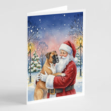 Load image into Gallery viewer, Boxer with Santa Claus Greeting Cards Pack of 8