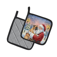 Load image into Gallery viewer, Boxer with Santa Claus Pair of Pot Holders
