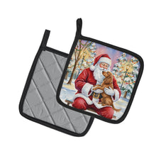 Load image into Gallery viewer, Boykin Spaniel with Santa Claus Pair of Pot Holders