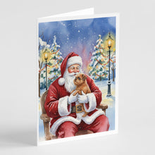 Load image into Gallery viewer, Brussels Griffon with Santa Claus Greeting Cards Pack of 8