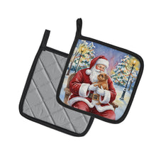 Load image into Gallery viewer, Brussels Griffon with Santa Claus Pair of Pot Holders