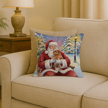 Load image into Gallery viewer, Brussels Griffon with Santa Claus Throw Pillow