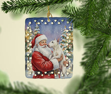 Load image into Gallery viewer, Bull Terrier with Santa Claus Porcelain Ornament