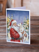 Load image into Gallery viewer, Bull Terrier with Santa Claus Greeting Cards Pack of 8