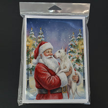 Load image into Gallery viewer, Bull Terrier with Santa Claus Greeting Cards Pack of 8