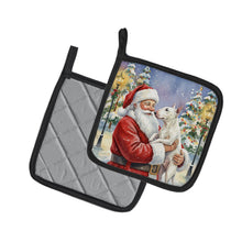 Load image into Gallery viewer, Bull Terrier with Santa Claus Pair of Pot Holders