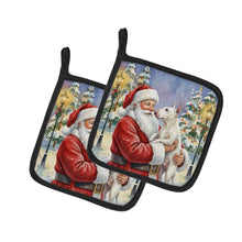Load image into Gallery viewer, Bull Terrier with Santa Claus Pair of Pot Holders