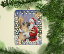 Load image into Gallery viewer, Bullmastiff with Santa Claus Porcelain Ornament