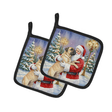 Load image into Gallery viewer, Bullmastiff with Santa Claus Pair of Pot Holders