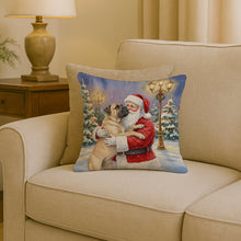 Load image into Gallery viewer, Bullmastiff with Santa Claus Throw Pillow