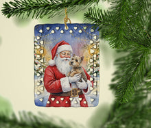 Load image into Gallery viewer, Cairn Terrier with Santa Claus Porcelain Ornament