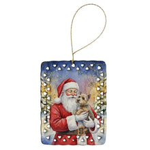 Load image into Gallery viewer, Cairn Terrier with Santa Claus Porcelain Ornament